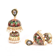 Handcrafted Beaded Kundan Meenakari Jhumka Earring 10015675