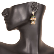 Handcrafted Beaded Kundan Meenakari Jhumka Earring 10015676