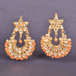 Handcrafted Beaded Kundan Chaand Bali Earring 10015679