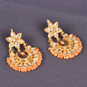 Handcrafted Beaded Kundan Chaand Bali Earring 10015679