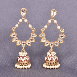 Handcrafted Kundan Meenakari Dangler Jhumka 10015692