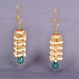 Handcrafted Beaded Raindrops Meenakari Jhumka Earring 10021827