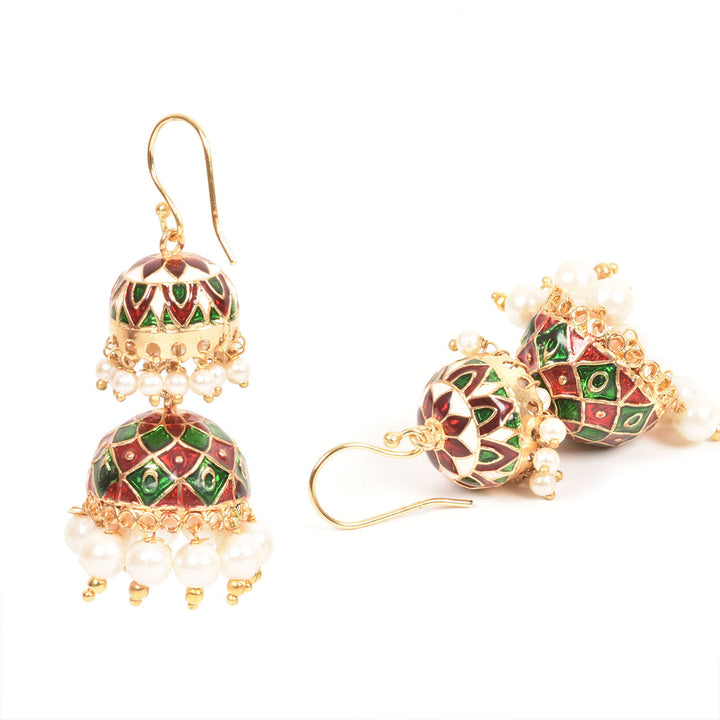 Handcrafted Beaded Meenakari Jhumka Earring 10021830