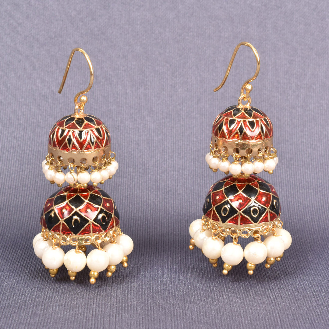 Handcrafted Beaded Meenakari Jhumka Earring 10021831