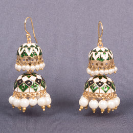 Handcrafted Beaded Meenakari Jhumka Earring 10021833