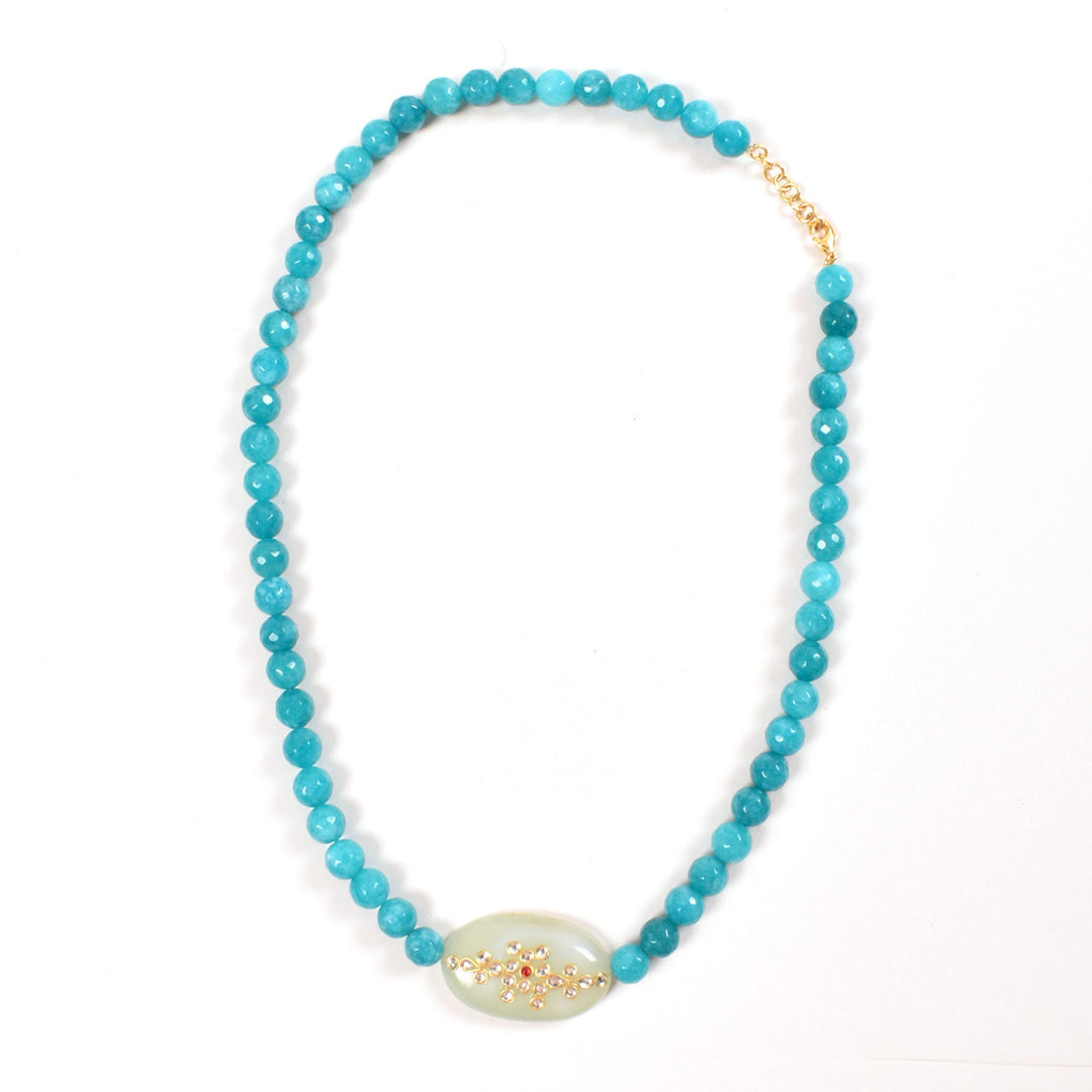 Handcrafted Beaded Kundan Pendant Necklace 10019192