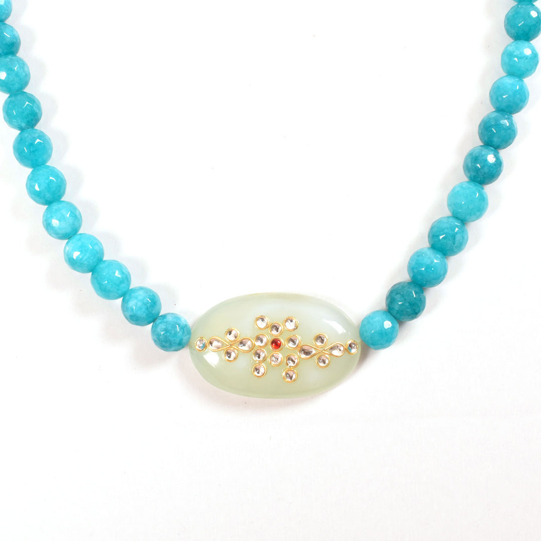 Handcrafted Beaded Kundan Pendant Necklace 10019192