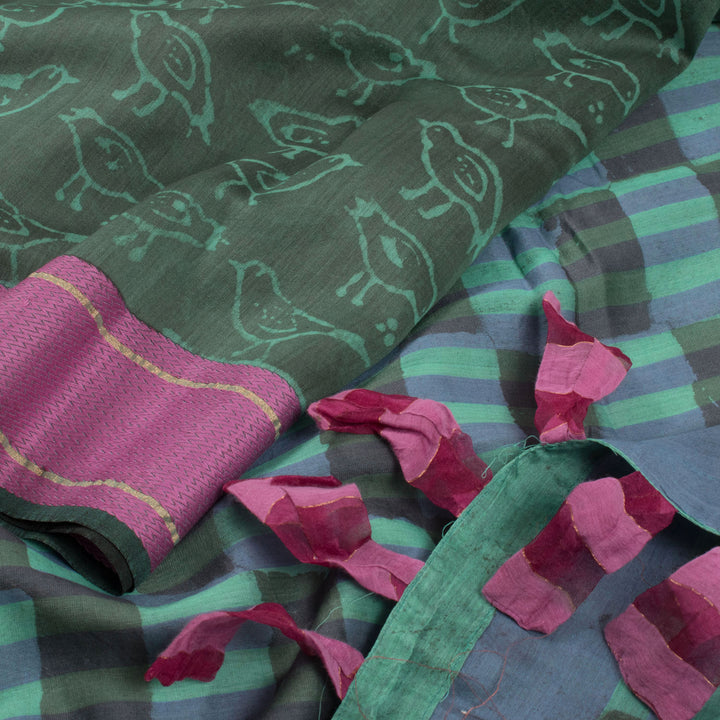Dabu Printed Natural Dye Silk Cotton Saree 10031524