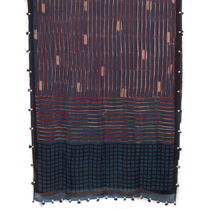 Dabu Printed Natural Dye Linen Saree 10031528