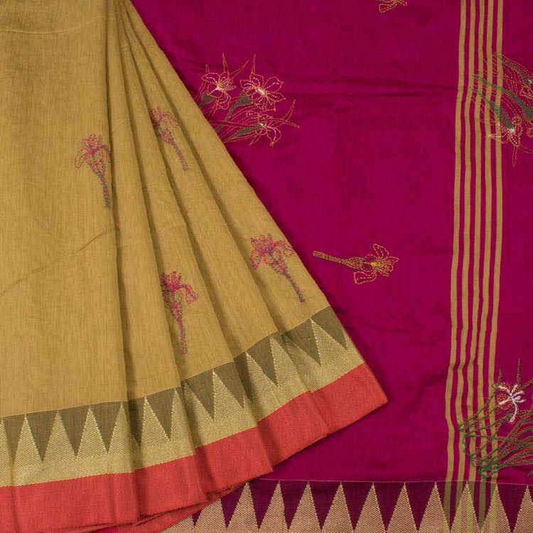 Hand Embroidered Bengal Silk Cotton Saree 10050872