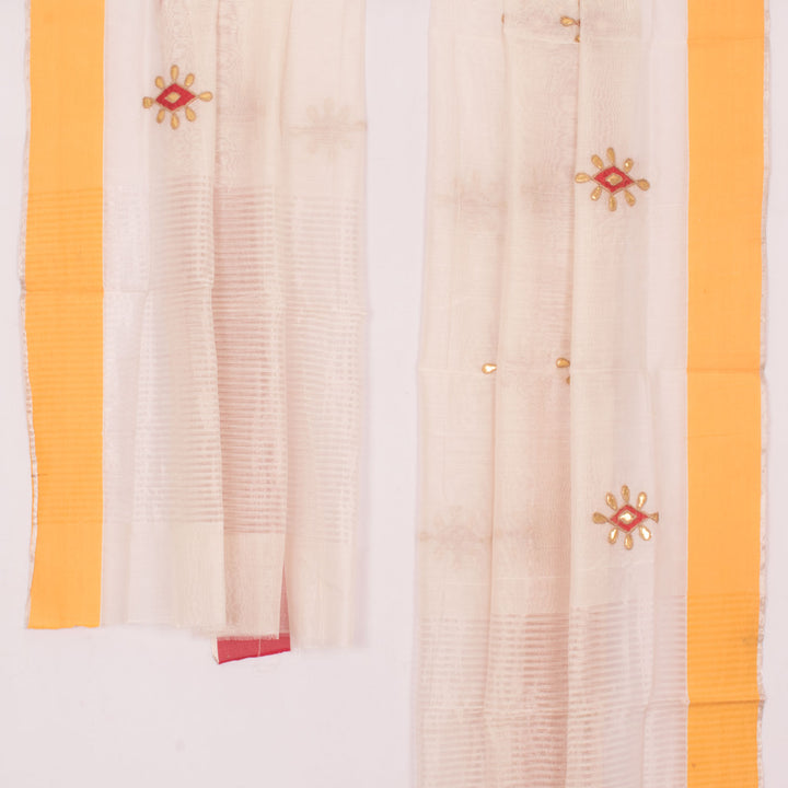 Applique Embroidered Maheshwari Silk Cotton Dupatta 10031148