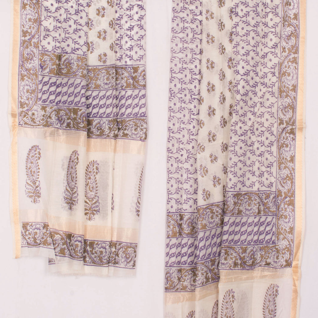 Hand Block Printed Maheshwari Silk Cotton Dupatta 10031159