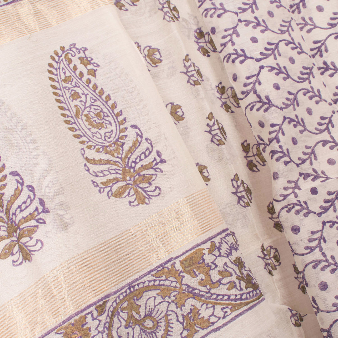 Hand Block Printed Maheshwari Silk Cotton Dupatta 10031159