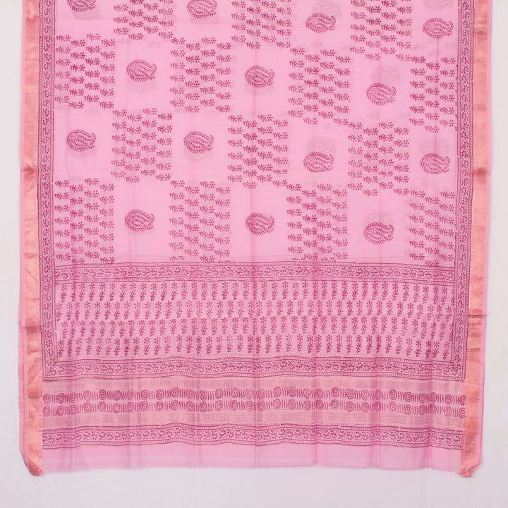Hand Block Printed Maheshwari Silk Cotton Dupatta 10031161