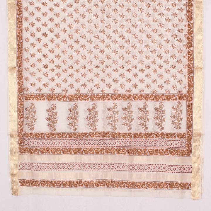 Hand Block Printed Maheshwari Silk Cotton Dupatta 10031164