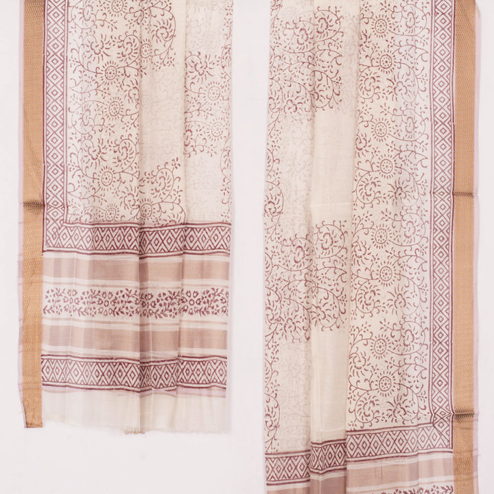 Hand Block Printed Maheshwari Silk Cotton Dupatta 10031168