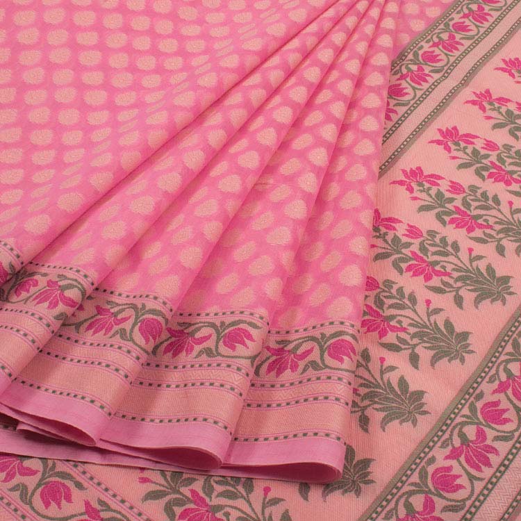 Handloom Banarasi Katrua Silk Cotton Saree 10038013