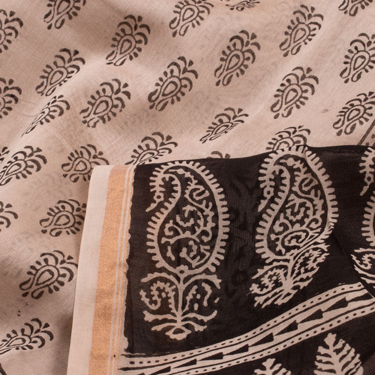 Hand Block Printed Silk Cotton Saree 10038371