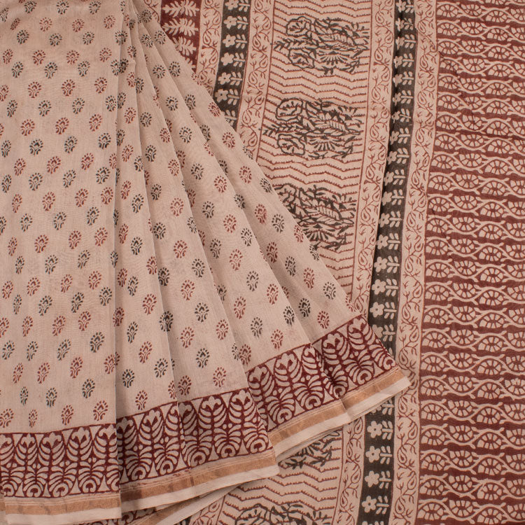 Hand Block Printed Silk Cotton Saree 10038382