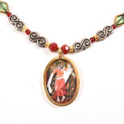Handcrafted Ethnic Necklace with Print Pendant 10017232