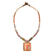 Handcrafted Ethnic Necklace with Print Pendant10017235