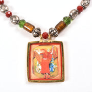 Handcrafted Ethnic Necklace with Print Pendant10017235