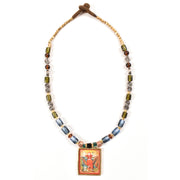 Handcrafted Ethnic Necklace with Print Pendant10017236