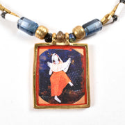 Handcrafted Ethnic Necklace with Print Pendant10017237