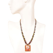 Handcrafted Ethnic Necklace with Print Pendant10017239