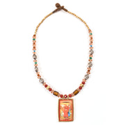 Handcrafted Ethnic Necklace with Print Pendant10017240