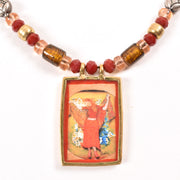 Handcrafted Ethnic Necklace with Print Pendant10017240