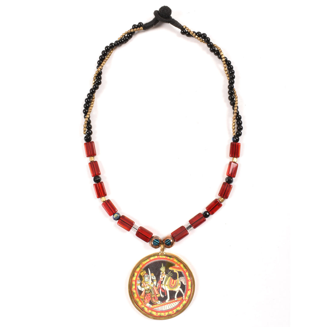 Handcrafted Ethnic Necklace with Vishnu Pendant 10017241