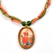Handcrafted Ethnic Necklace with Print Pendant 10017242