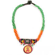 Handcrafted Ethnic Necklace with Rama Print Pendant 10017244