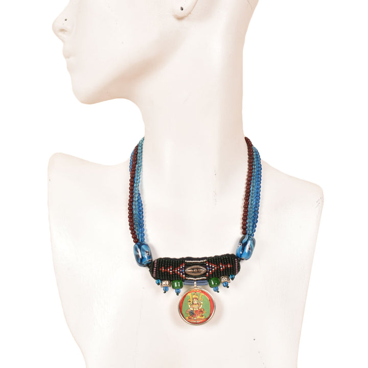 Handcrafted Ethnic Necklace with Vishnu Print Pendant10017245