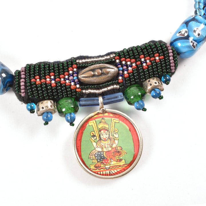 Handcrafted Ethnic Necklace with Vishnu Print Pendant10017245