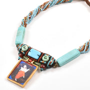 Handcrafted Ethnic Necklace with Print Pendant10017246