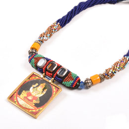 Handcrafted Ethnic Necklace with Vishnu Print Pendant 10017247