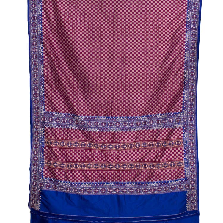 Kantha Embroidered Puttapaka Ikat Silk Saree 10047918