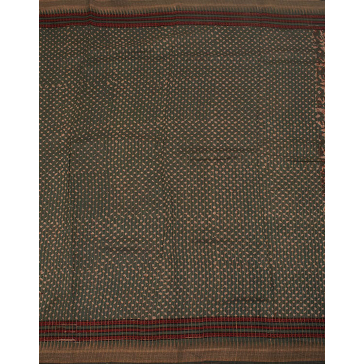 Hand Block Printed Tussar Cotton Saree 10052047
