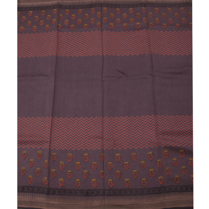 Hand Block Printed Tussar Cotton Saree 10052048