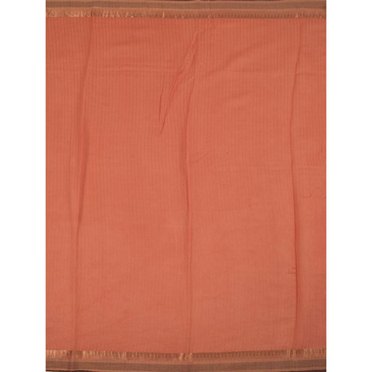 Hand Block Printed Tussar Cotton Saree 10052049