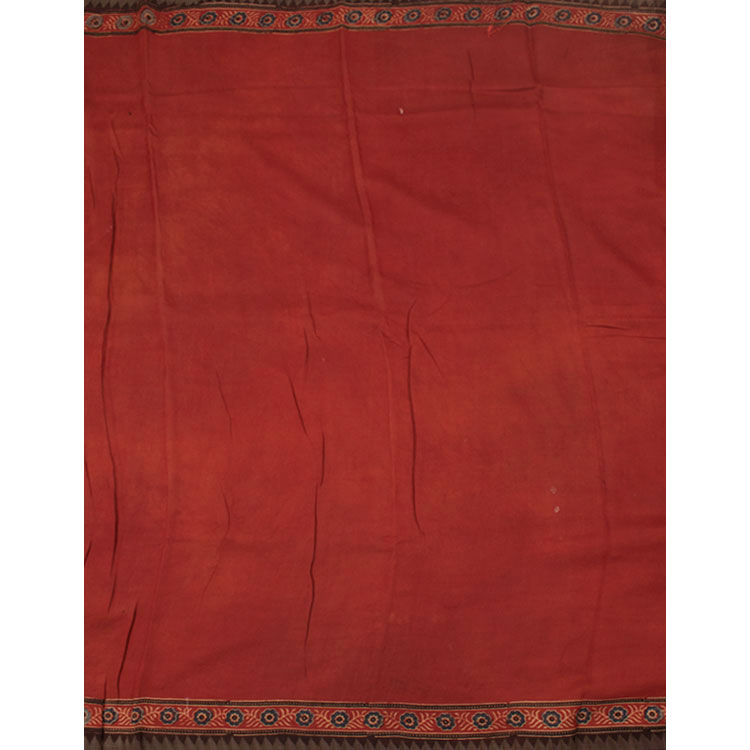 Ajrakh Printed Embroidered Chanderi Silk Cotton Saree 10052058