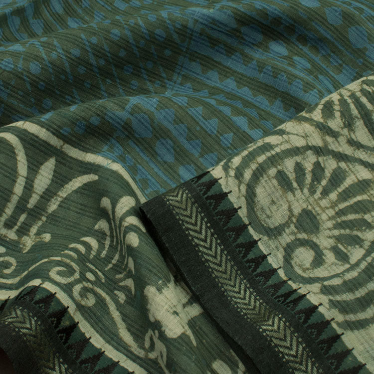 Batik Printed Tussar Cotton Saree 10052062