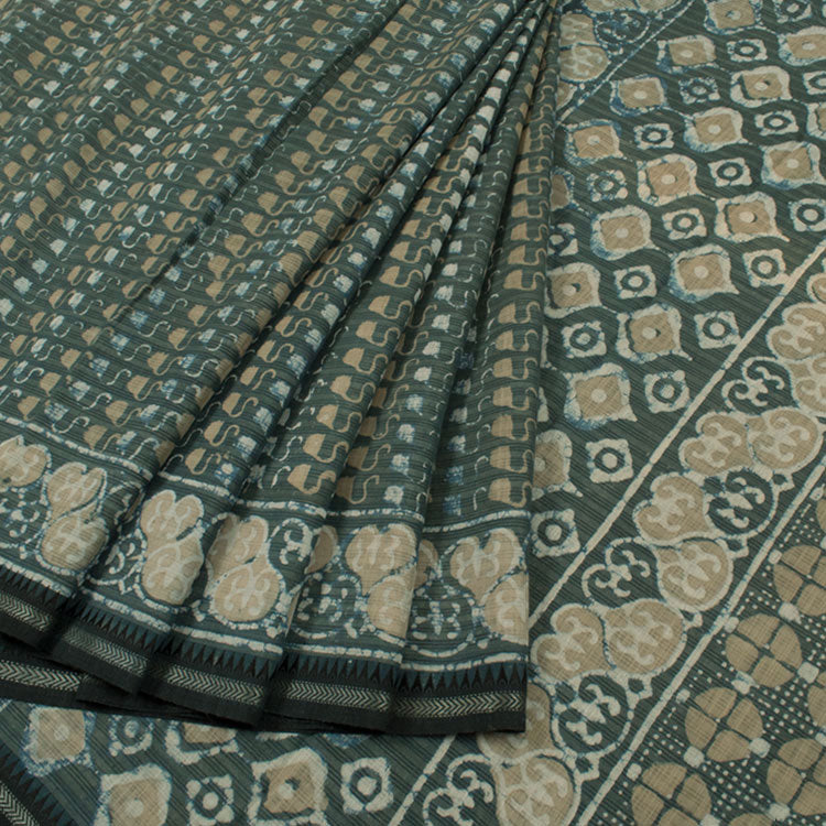 Batik Printed Tussar Cotton Saree 10052063