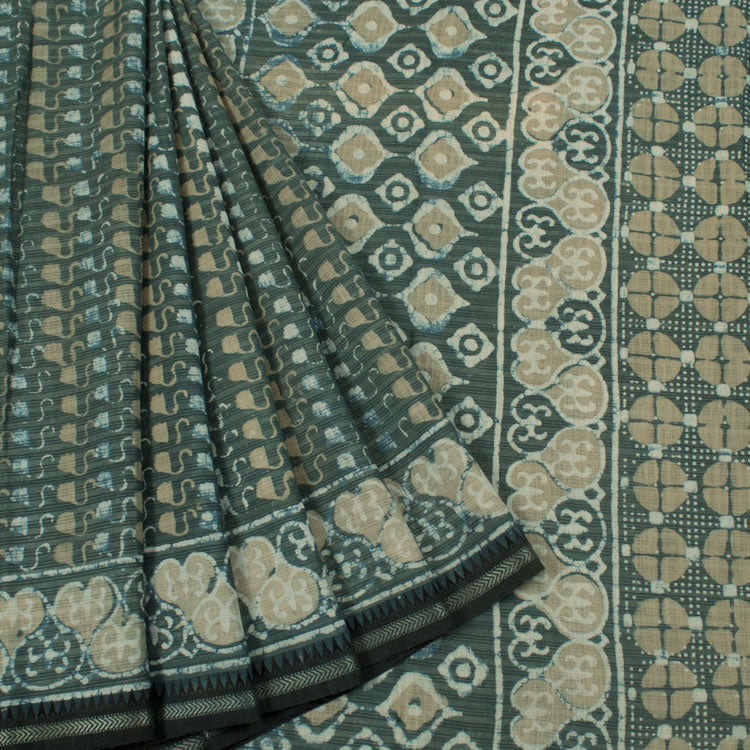 Batik Printed Tussar Cotton Saree 10052063