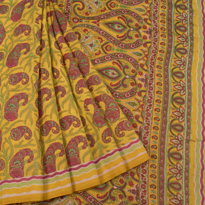 Hand Block Printed Chanderi Silk Cotton Saree 10052066