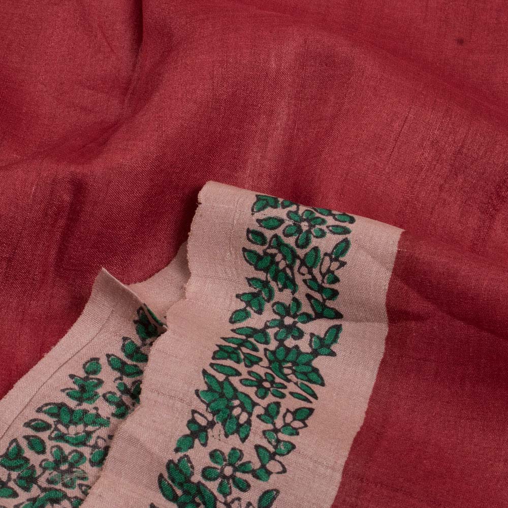 Hand Block Printed Tussar Silk Salwar Suit Material 10033594