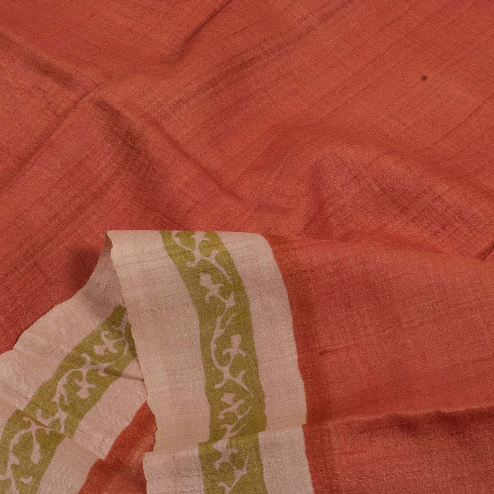 Hand Block Printed Tussar Silk Salwar Suit Material 10033598