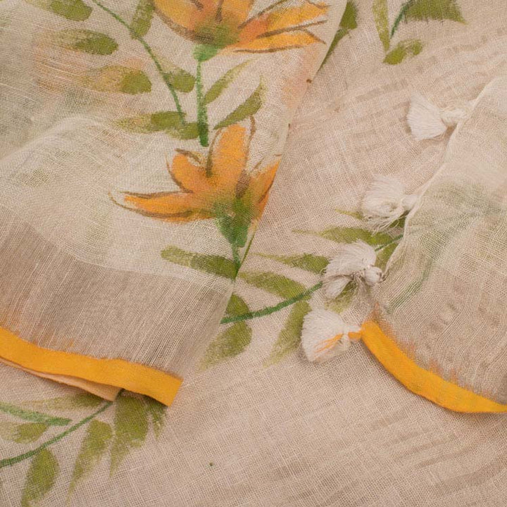 Hand Painted Linen Saree 10043006